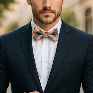 ORIGINAL PENGUIN Madras Plaid Bow Tie Adjustable Mens Suit Preppy Hipster Fall